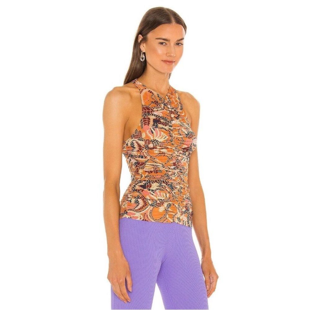 A. L. C. Adley Tank Top in Clay Combo Size Small High Neck Ruched REVOLVE $215